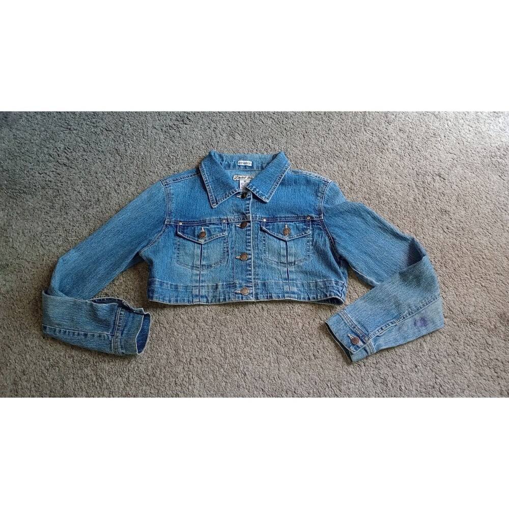 Vtg Street Blues Cropped Top Jean Jacket Women's M Y2K Girlhoodcore Preppy